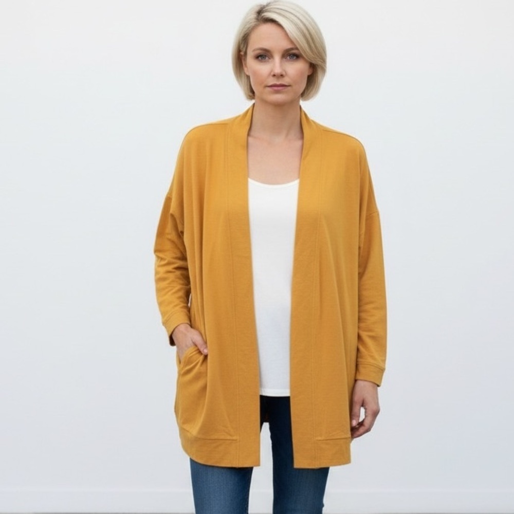 Workshop Republic Clothing Yellow Open-Front Cardigan